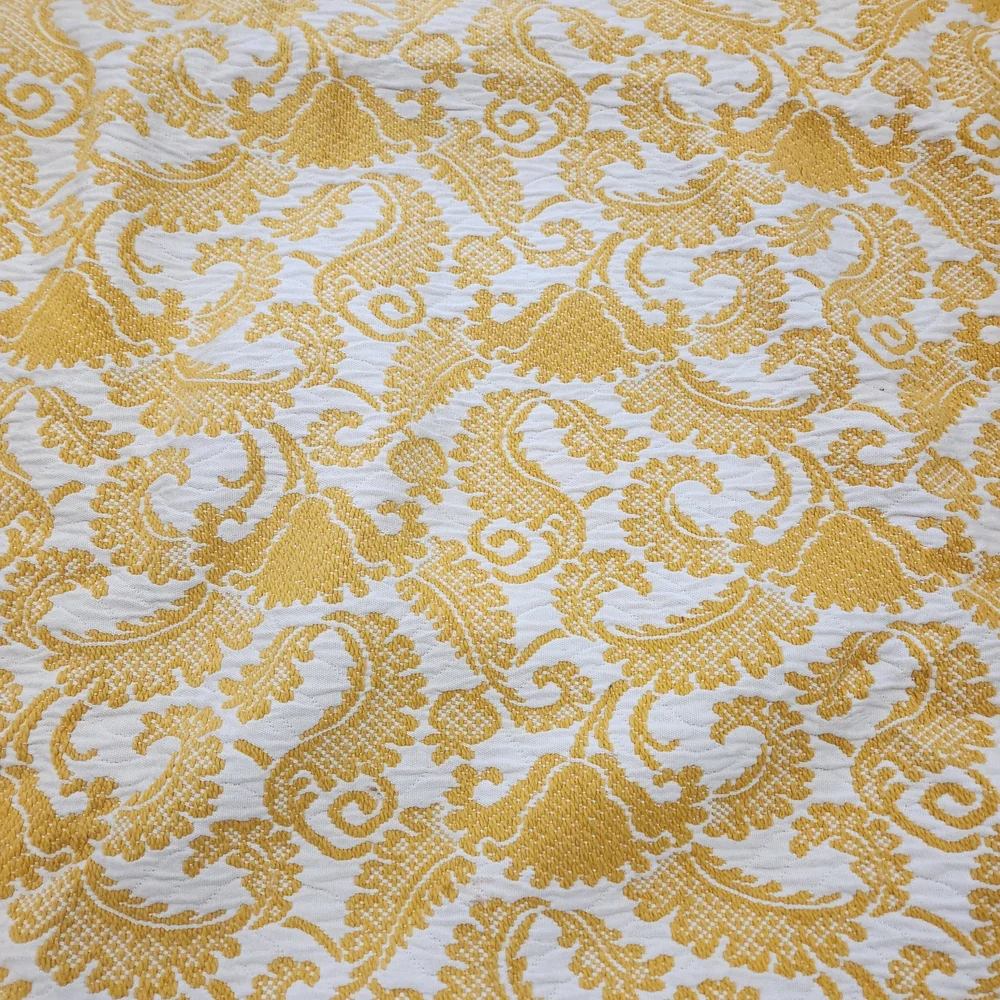 Vintage Bellissimo Collection Gold Yellow Jacquard Queen Bedspread